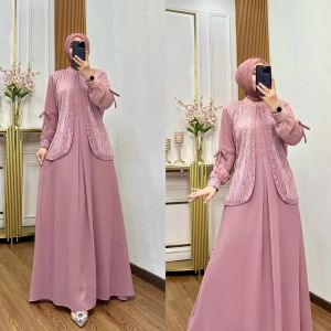 New Delova Dress Ceruty Brukat Dress Dewasa Terbaru 2026 Dress Kondangan Brukat Dress Lebaran Wanita