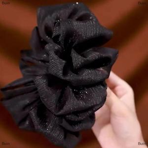 [COD] Buin Fashion Women Seersucker Clip Black Bowknot Hair Grab Hair Bow Shark Clip Mesh Bubble Grabber Girl Headwear
