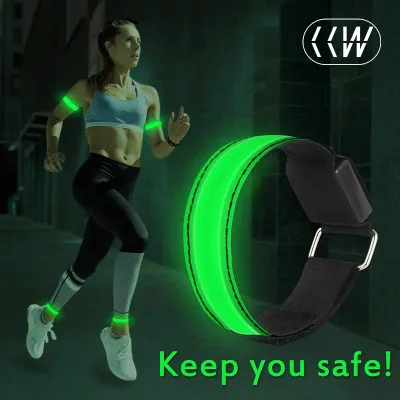 CCW USB Charging LED Luminous Night Running Armband Adjustable Safety Reflective Belt Outdoor Cycling Night Signal Light