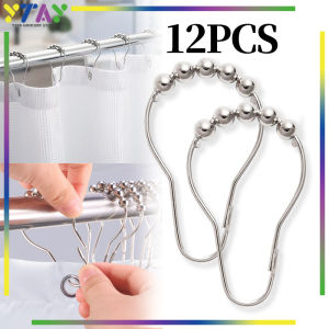 12pcs/Set/Ring Gorden Cincin/Tirai Klip Pengait/Ring Pipa Gorden/Curtain Rail Ring/Kamar Mandi Bahan Nikel+5 Bola Roller