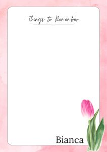 PERSONALIZED A5 Aesthetic Minimalist Floral Notepad “Things to Remember” | 50 Sheets 100 GSM Paper