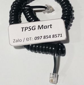 Cáp tai nghe điện thoại bàn - Dạng dây xoắn giãn dài khoảng gần 3m (Màu Đen) / Giá bán 1 Sợi