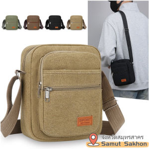 Belfoyer 【สต็อกท้องถิ่น】กระเป๋าใบผ้าใบทนทานของผู้ชาย กระเป๋าไหล่ของผู้ชายพร้อมซิป กระเป๋า crossbody สบายๆ มัลติฟังก์ชั่น