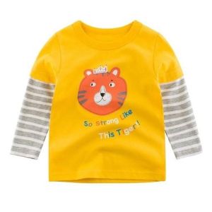 DEDEE KIDS เสื้อยืดแขนยาวเด็กผู้ชาย ดช อายุ 2-3 ปี ส่วนสูง 80-90 ซม. ผ้านุ่ม ใส่สบาย  ลายเท่ สีเหลือง สีดำ สีสัน(27KIDS)