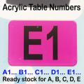 Acrylic Table Numbers Code with Alphabet A B C D E Nombor Meja dengan Huruf for Restaurants. 