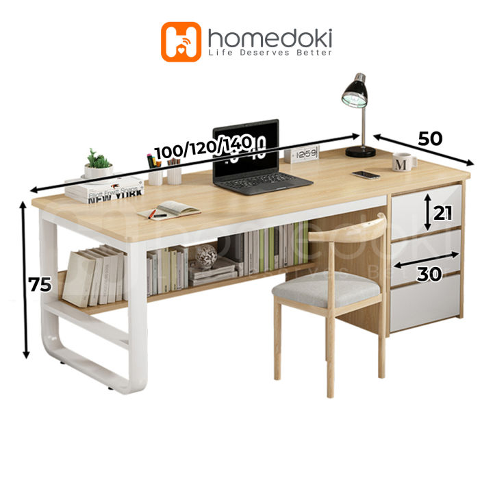Homedoki%20Meja%20Kantor%20/%20Meja%20Komputer%20/%20Meja%20Kerja%20Minimalis%20/%20120cm%20Meja%20Belajar%20/%20Meja%20Kantor%20Dengan%20Laci%20-%20Image%208