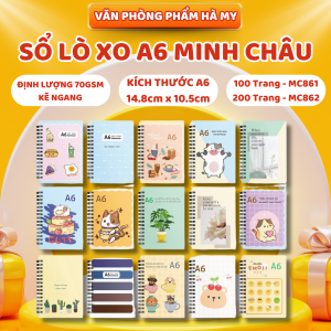 (1 Quyển) Sổ Lò Xo A6 Minh Châu - ĐL 70gsm - Dòng kẻ ngang - Giấy trắng mịn - Siêu rẻ