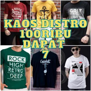kaos murah 100ribu dapat 7 pcs kaos motif  distro dewasa remaja grosir termurah