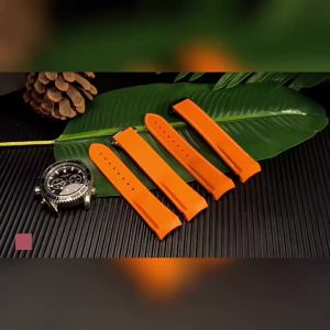 20มิลลิเมตร22มิลลิเมตรโค้ง End ยางซิลิโคนนาฬิกาวงสำหรับโอเมก้า Seamaster 300 Speedmaster สายนาฬิกายี่ห้อสร้อยข้อมือสีฟ้าสีดำสีส้ม