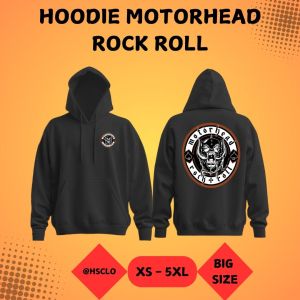 Hoodie Jumper Sweater Pocket Black Colour Motorhead Rockroll Big Size XS-5XL Bahan Fleece Katun