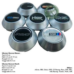 DOP VELG TOPI 6.8 CM 6.5 CM KAKI 6 CM 6.2 CM ADVAN ENKEI HSR OZ RAYS SSR TRD VOLK VOSSEN WORK XXR