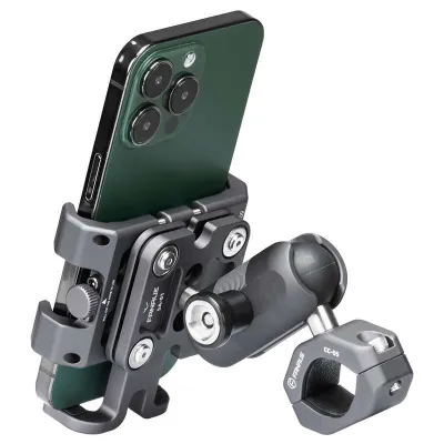 FANAUE Motorcycle Phone Holder Mount Aluminum Alloy with Vibration Dampener ATV/ UTV Bike Scooter Handlebar GPS Clip
