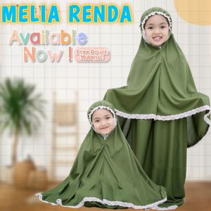 Mukena Anak Perempuan Belajar Sholat & Ngaji Terbaru Viral Melia Renda Usia 1-5 Tahun Free TasAmplop