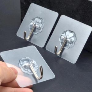10 Móc Dán Tường Siêu Dính Trong Suốt Chịu Lực Tốt Treo Tường Chắc Chắn 6x6cm Phukienprocare