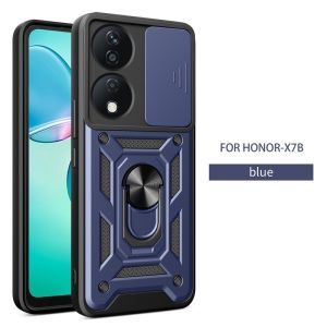 HonorX7b 4G Case For Honor X7b X 7b HonorX7b 4G 2023 Phone Casing Back Cover Shockproof Bumper Car Ring Stand Holder Bracket Slide Window Camera Protect Soft Edge Hard PC