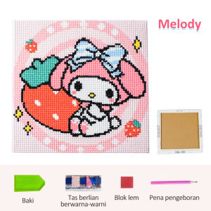 Sweetybayibayi 20x20cm Diamond Beads Painting Sanrio Kuromi/DIY Diamond Painting Cute DIY Crafts Gift With Frame