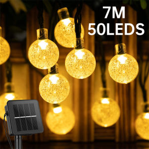 VOVOVA Christmas Solar String Lights 100 LED Waterproof Outdoor Fairy Lights with Crystal Globes for Garden Xmas Tree Party Wedding Patio Decoration