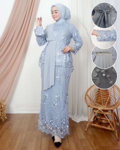 cod-Satu Set Dress Aira Kebaya Wanita Mix Ceruty Bahan Tile Pakai Tali Pinggang Free Masker Set Aira Selendang Terbaru