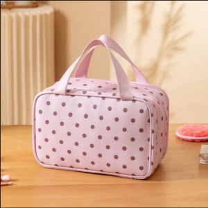 Polka Dot Makeup Bag 3 Layers Large Capacity Travel Toiletry Bag Waterproof Portable Cosmetic Storage Pouch with Zipper