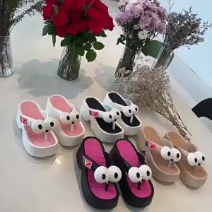 [Free Shipping] Womens Wedge Sandals Thick-Soled Wedge Sandals Korean Style Flip-Flops Platform Sandals