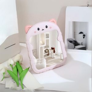 LD-K153 Cermin Meja Rias Bentuk Kucing / Kaca Rias Make Up / Cermin Rias / Cermin Lipat Portable Karakter Cermin Duduk Kaca Portable