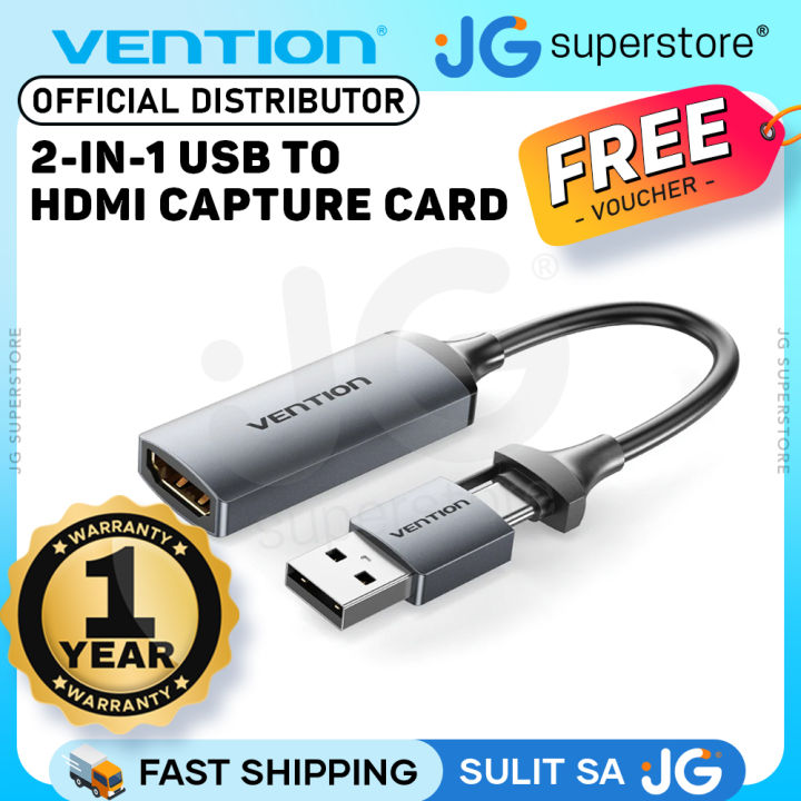 Vention 2-in-1 USB A Type C to HDMI Video Capture Card for Steaming