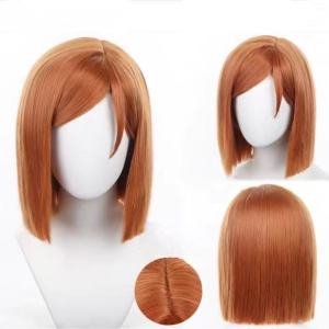Silk Joy Curse Return Battle Nagasaki Wild Rose COS Wig Brown side-parted short hairstyle with a shaved top