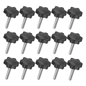 15Pcs Black Handle Clamping Knobs Grip Plastic Head Clamping Knob Clamping Screw Knob Knurled Thread Clamping Knob
