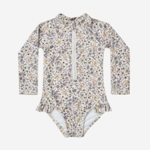 UPF50เด็กผู้หญิง + ชุดว่ายน้ำ1-9Y เด็กชุดว่ายน้ำชิ้นเดียวแห้งเร็วชุดว่ายน้ำผู้หญิงแบบบิกินี่กันแดด