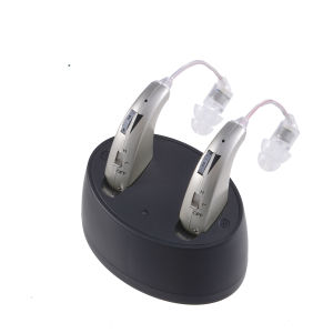 Noise Reduction Rechargeable Ear Hearing Aid with Charging Case Adjustable Behind Ear BTE Hearing Amplifiers