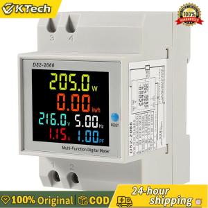 {NEW} เครื่องวัดและระดับ D52-2066 สำหรับราง DIN มอนิเตอร์ไฟฟ้า AC 100A จอแสดงผลอัจฉริยะ 6-in-1 สำหรับวัดแรงดันและกระแสไฟฟ้า
