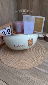 Cute Bear 22CM Mixing Bowl 304 Stainless Steel Mangkuk Bancuh Food Grade Measurement Mark Baking Kitchen Bowl