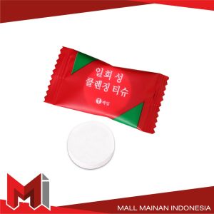 MallMainan-K142 Tissue Bulat Mini Travel Sekali Pakai / Masker Wajah Kompres Towel Portable Tisu Bentuk Permen / Travelling Compressed Paper Mask Sheet Import