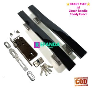 1set lock body rumah kunci dan 2 buah gagang handle pintu rumah pilihan panjang 33cm dan 45cm untuk pintu depan dan kamar daun pintu1