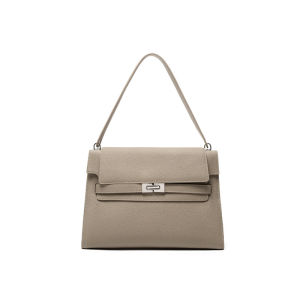 2026 European and American retro horizontal square frosted leather womens bag with lock and flap medium-sized shoulder and handbag for commuting