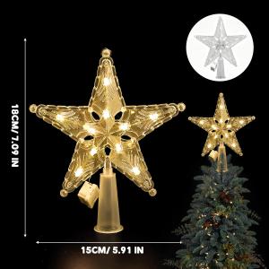 YESPERY Xmas Tree Top Star LED Light 3 Modes Holiday New Year Christmas Ornament Warm White Colorful Star Light Christmas Decoration 2026 New