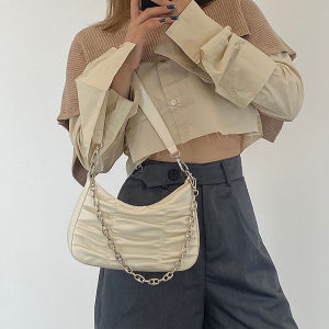 IELGY Eli Túi Đeo Nách Dây Xích Xếp Li Túi Đưa Thư Đeo Một Vai Họa Tiết Thích Hợp Hoang Dã Phiên Bản Hàn Quốc Cho Nữ