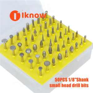I know 50pcs 1/8" Shank Diamond Coated Rotary Burrs Set Fits Dremel Rotary ToolsDiamond Burr Set for JewelryGlassStoneCeramic