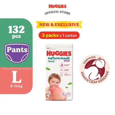 Huggies Naturemade Peach Pants M58/L44/XL38/XXL26 (3 Packs)