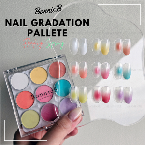 [ SHIP NGAY 2H ] "BonnieB - Nail Gradation Pallette 9 color": Bột Ombre nails cao cấp "Flirting Spring" tạo hiệu ứng Ombre nail