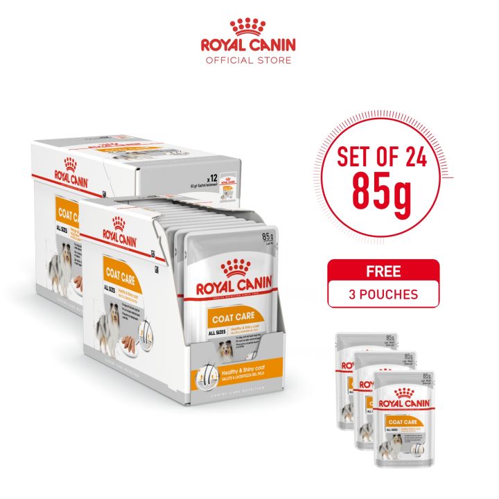 Royal Canin Coat Care (85g x 24 pouches) Adult Wet Dog Food Canine