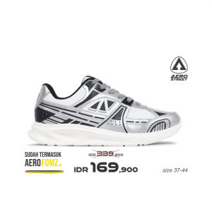 Aerostreet 37-44 Riven Putih Hitam Abu - Sepatu Sneakers Casual