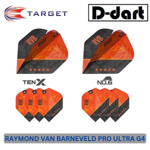 TARGET DARTS FLIGHT-【 3Pcs/Pack】RAYMOND VAN BARNEVELD PRO ULTRA G4 NO6/TEN-X DART FLIGHTS