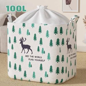 100L Foldable Large-Capacity Storage Bag Quilt Clothes Storage Bag Super Large Laundry Basket