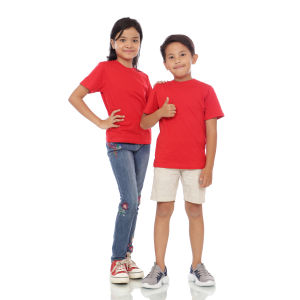 Kaos Polos Anak Oneck Lengan Pendek Bahan Katun Combed 30s Warna Merah Solid
