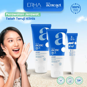 ERHA Paket Penghilang Jerawat - Acne Spot Gel + Sabun Pembersih Wajah ACSBP Acne Cleanser Scrub Beta Plus BHA Sulphur