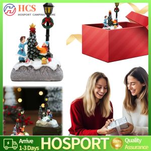 Mini Resin House Ornament with Light for Christmas Festive Home Decor