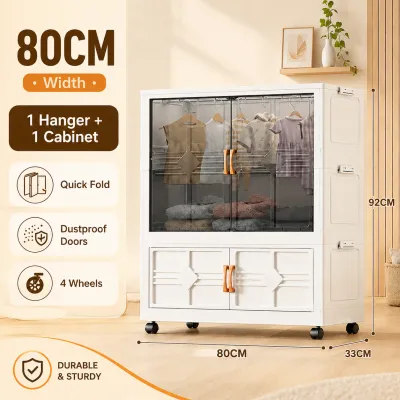 JOVNO Foldable Cabinet Thicken PP Closet Storage Organize Closet with Big Wheel For Adult Megabox Wardrobe