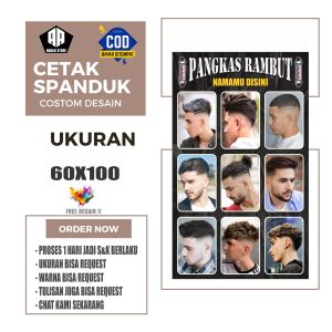 Cetak Spanduk Cetak Banner PANGKAS RAMBUT Ukuran 60X100 Bisa Request