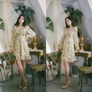 D11740 Melia Ruffle Hem Floral Mini Dress